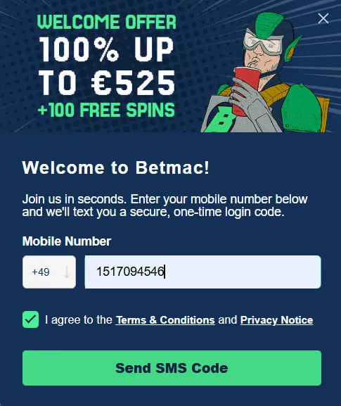 Registration and Account Setup at BetMac Casino